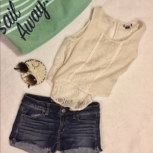Cream Lace Tank Top